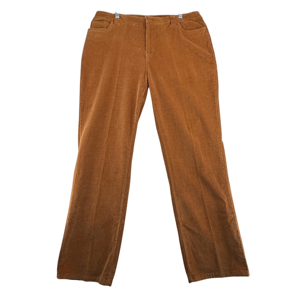 St.John's Bay Stretch Camel Brown Corduroy Bareback Straight Leg Womens Plus 18